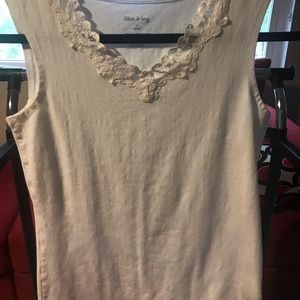 White Stag (M 8-10) TankTop w/ Laced front V-neck